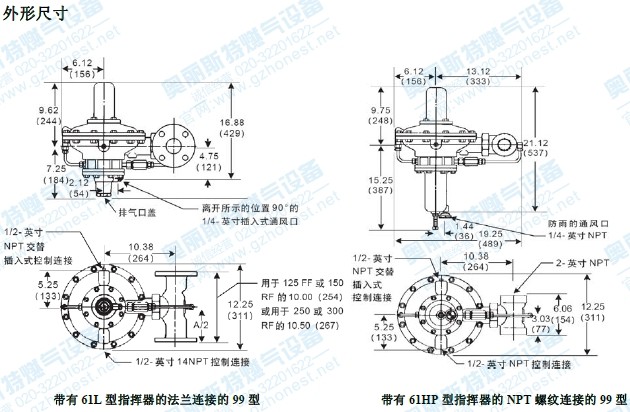 fisher99调压器外形尺寸